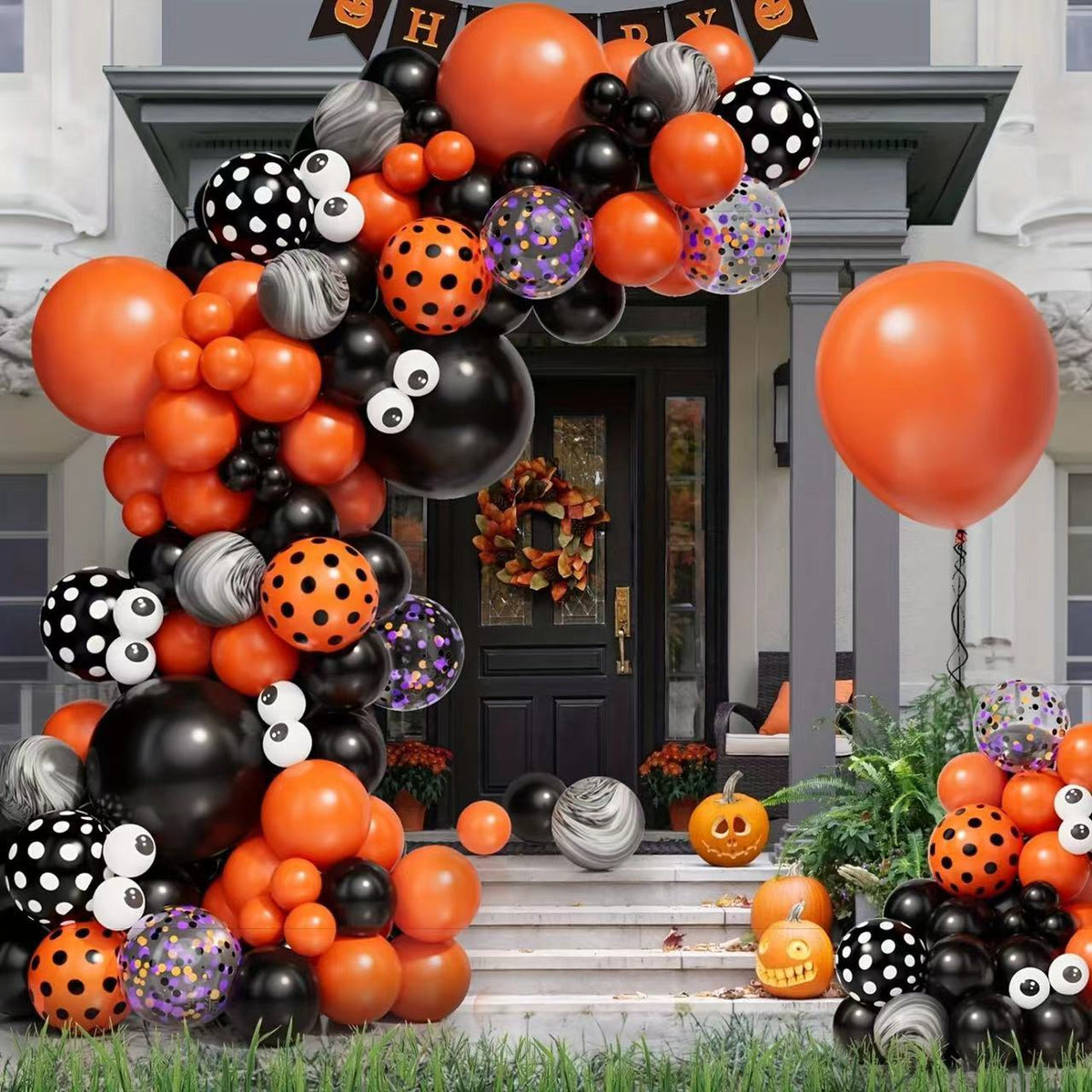 Halloween Themed Party Balloon Arch Kit, Latex Balloon Garland Set For Carnival Celebrations