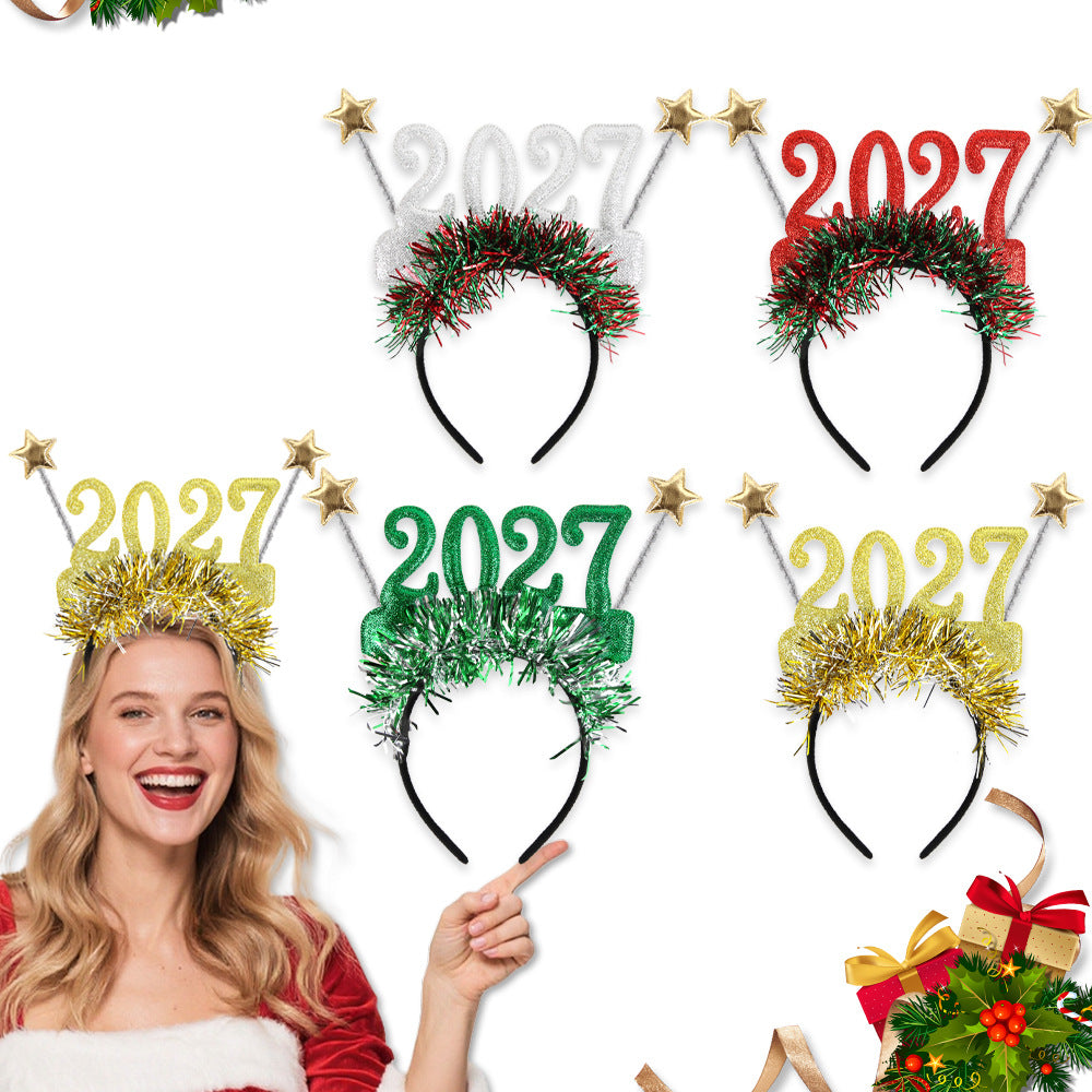Kids Christmas Star Headbands with Colorful Strips, Holiday Party Photo Prop