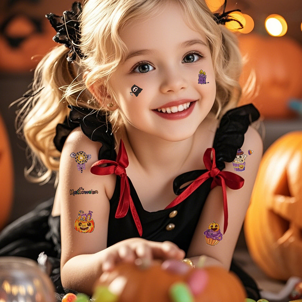 Kids Halloween Temporary Tattoos, Funny Cute Waterproof Sweat Proof Party Tattoo Stickers