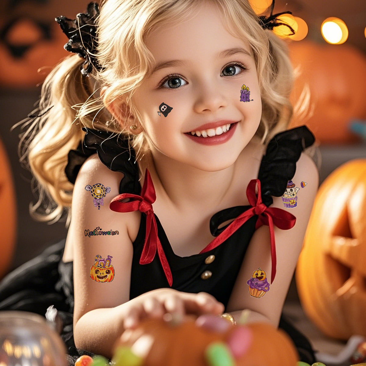 Kids Halloween Temporary Tattoos, Funny Cute Waterproof Sweat Proof Party Tattoo Stickers