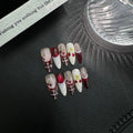 Exquisite Christmas Press on NailsHandcrafted Autumn and Winter Premium Finished Medium and Long Cute Red Beauty