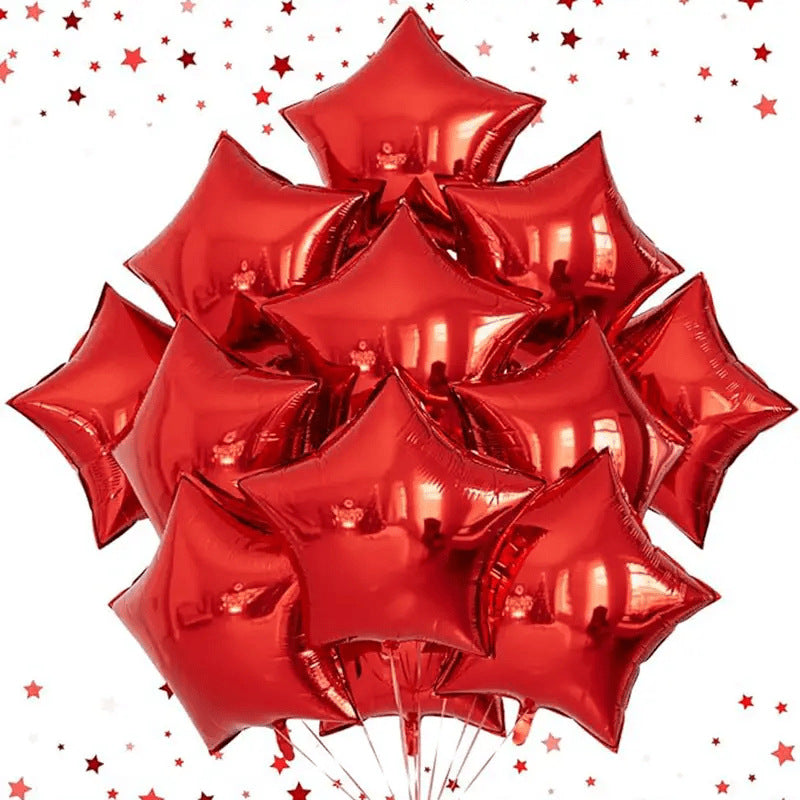 10 Pack 18 Inch Heart Star 4D Foil Balloons Set, Valentine's Day Wedding Birthday Graduation Party Decorations