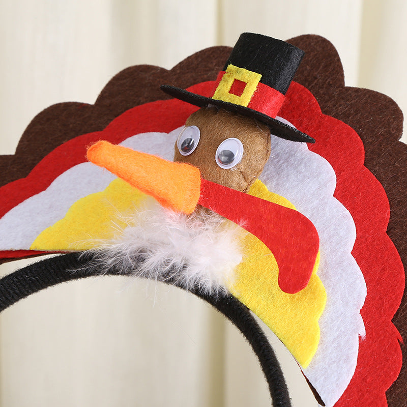Thanksgiving Turkey Headband and Christmas Headband Party Costume Accessory Set