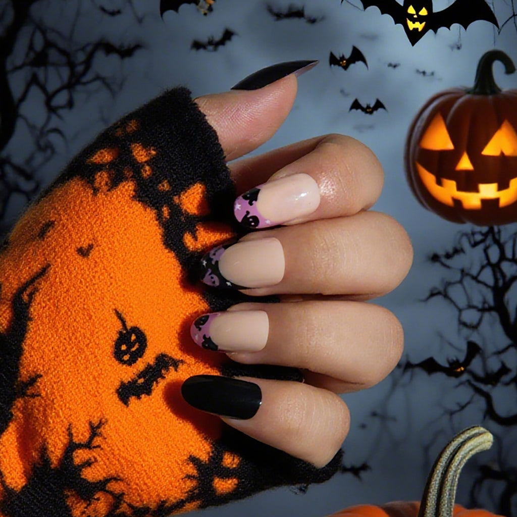 Halloween Press On Nails Set, Spooky False Nail Art for Party
