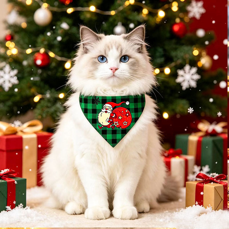Christmas Dog Bandana Triangle Scarf Pet Bib Holiday Cat Kitten Neck Scarf Decoration