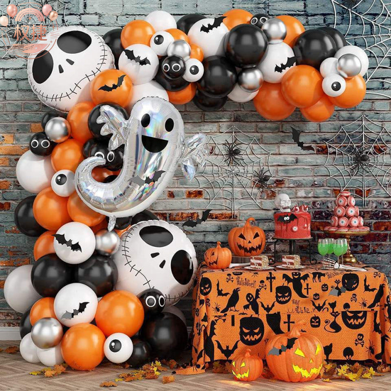 Halloween Balloon Arch Kit Latex Ghost Skull Theme Party Decoration Garland Set