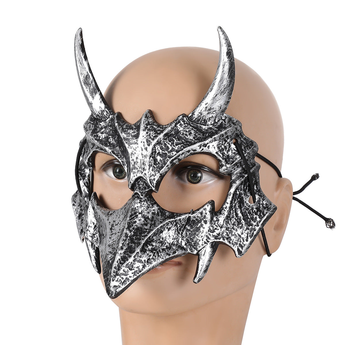 Halloween Half Face Cosplay Masks, Dragon Tiger Yokai Werewolf And Skull Masks For Performance Costumes
