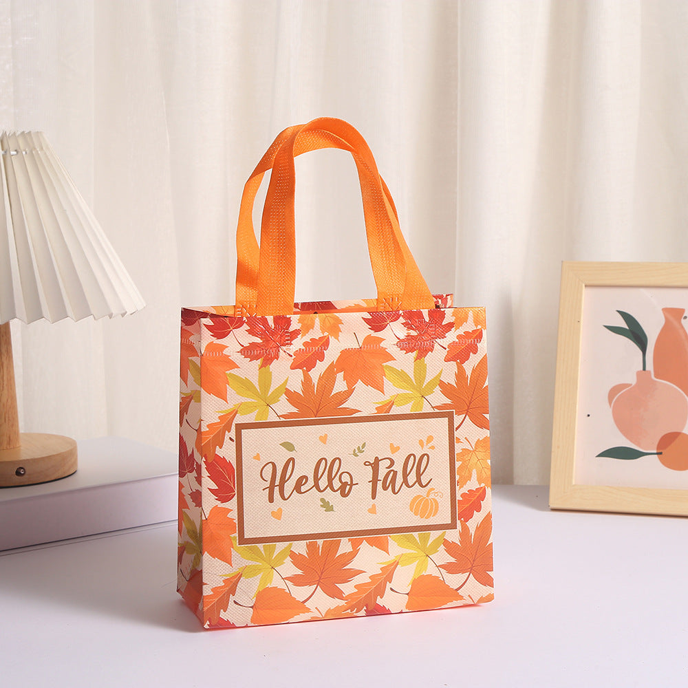 Thanksgiving Non Woven Gift Bags Laminated Fabric Fall Harvest Shopping Tote Party Bags