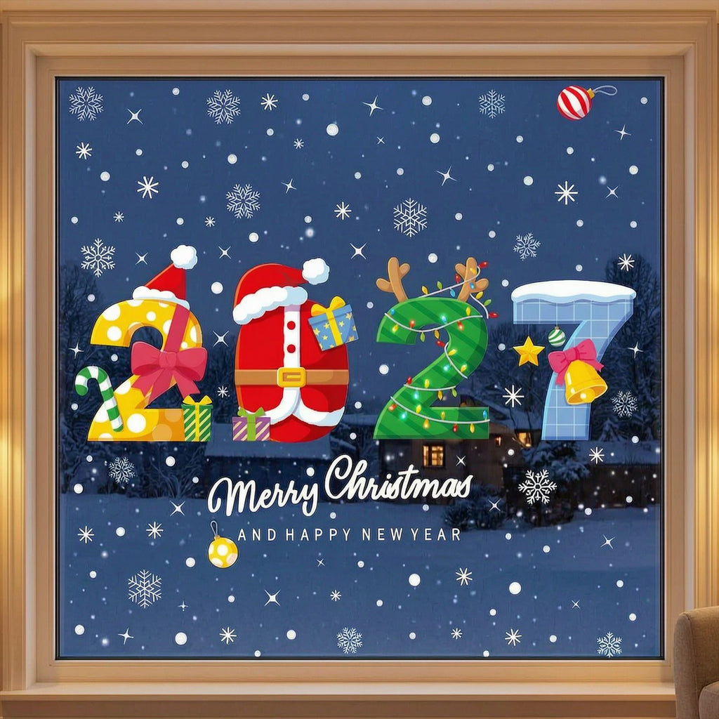 DIY Christmas Static Window Clings, No-Glue Removable Holiday Door and Window Stickers