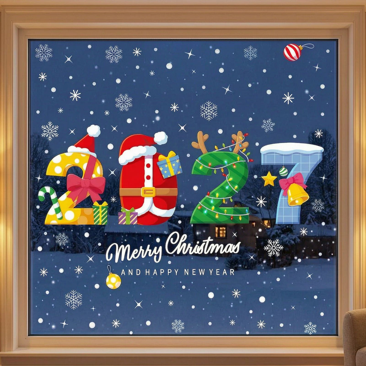 DIY Christmas Static Window Clings, No-Glue Removable Holiday Door and Window Stickers