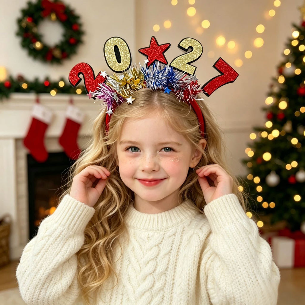 Christmas Party Headbands with Colorful Strips, Holiday Celebration Headwear