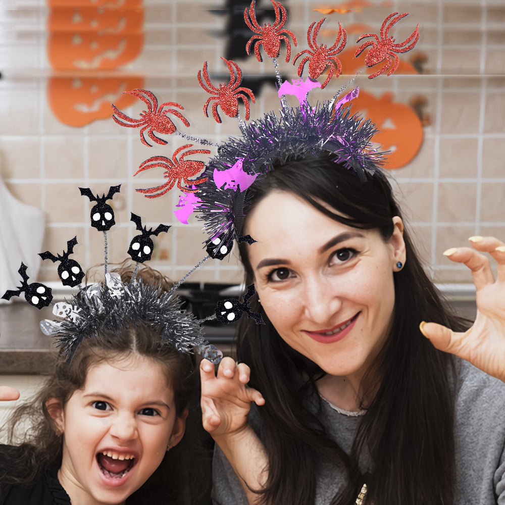 Halloween Pumpkin Spider Headband with Strips, Funny Radial Colorful Party Headwear