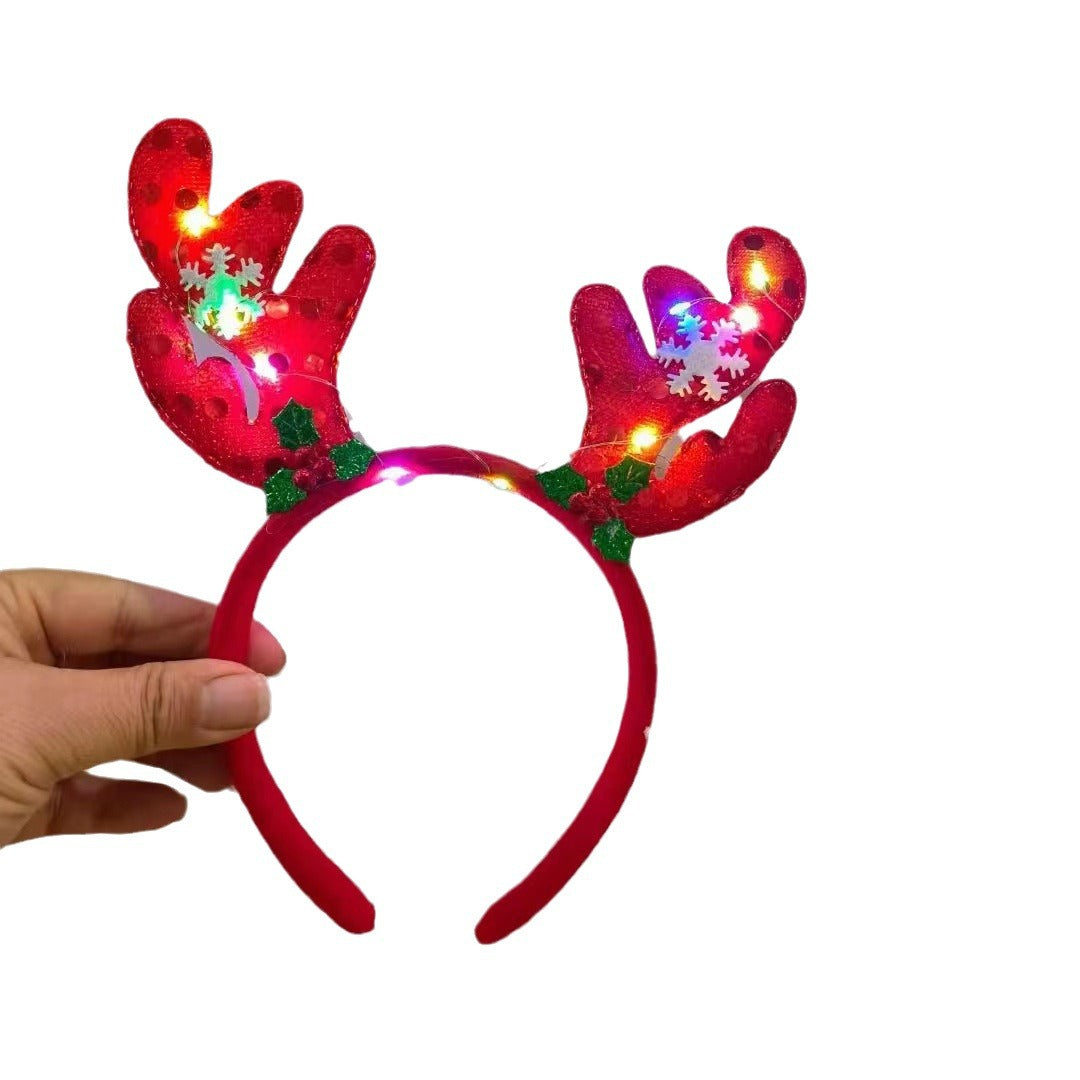 Light Up Reindeer Antler Headband, Christmas Glow Stick Party Favors for Kids