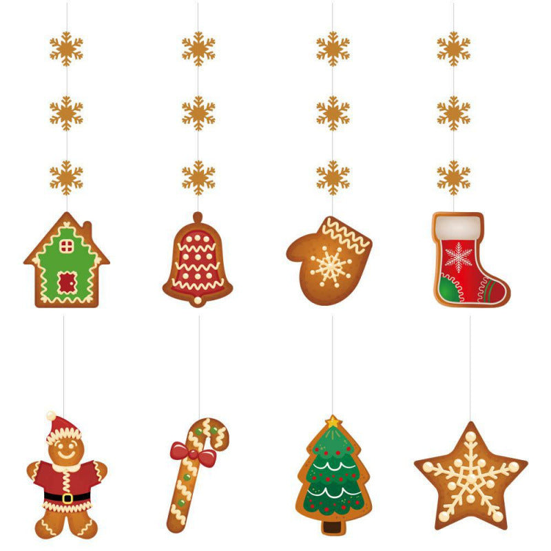 Snowflake Gingerbread Man Christmas Hanging Ornaments, Ceiling Hanging Decorations for Winter Party