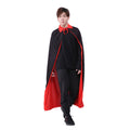 Halloween Death Wizard Cape for Adults and Kids, Black Red Double Layer Vampire Cloak