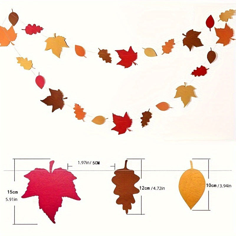 Thanksgiving Maple Leaf Bunting Banner Stitched Hanging Decorations Fall Family Festive Garland