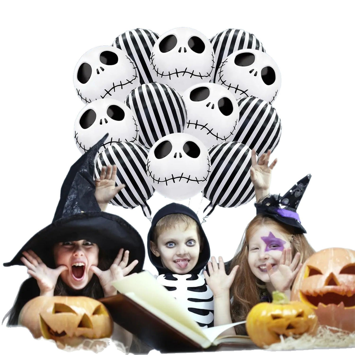 Halloween Day of the Dead Skull Foil Balloons Set, Spooky Party Decorations