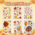 Thanksgiving Turkey Maple Leaf Gnome Window Clings Static Glass Stickers Holiday Storefront Decor