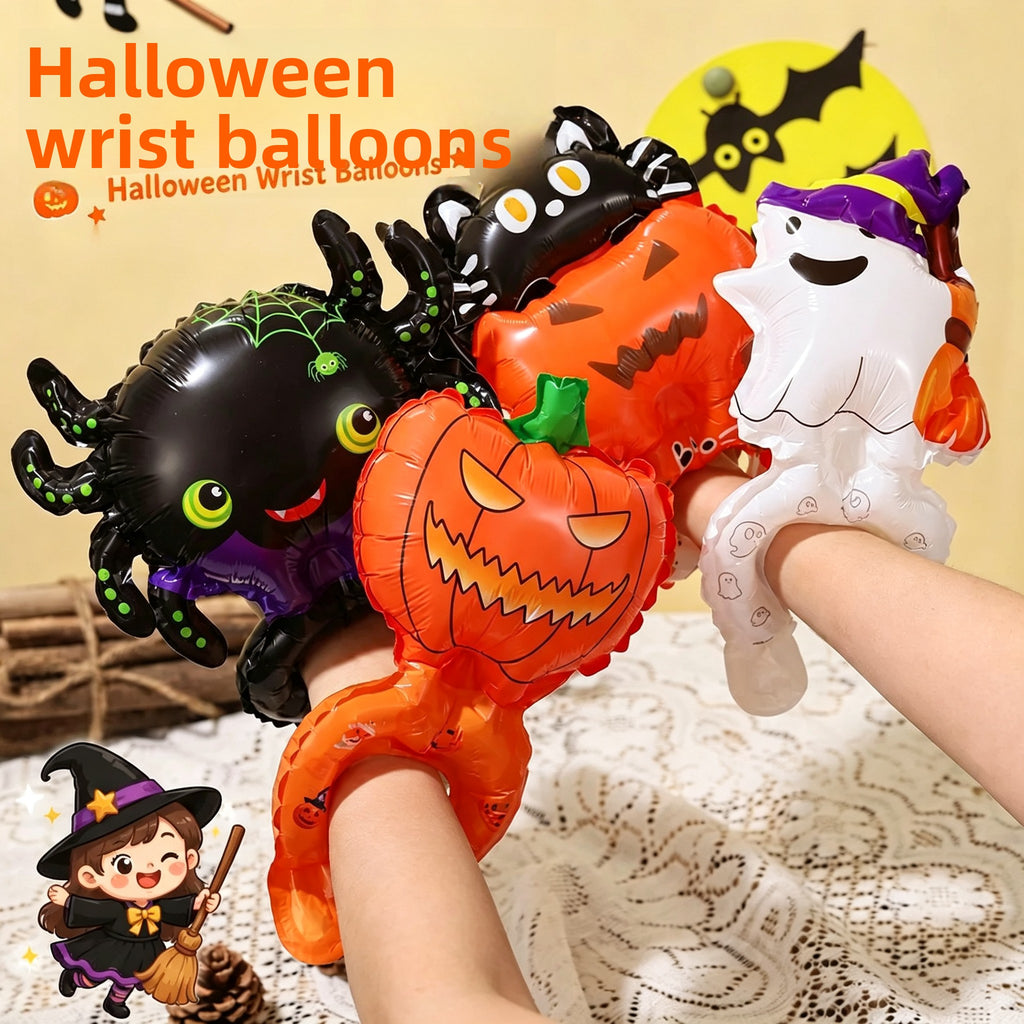 Halloween Balloon Hand Stick and Headband Set, Pumpkin Ghost Witch Party Decor
