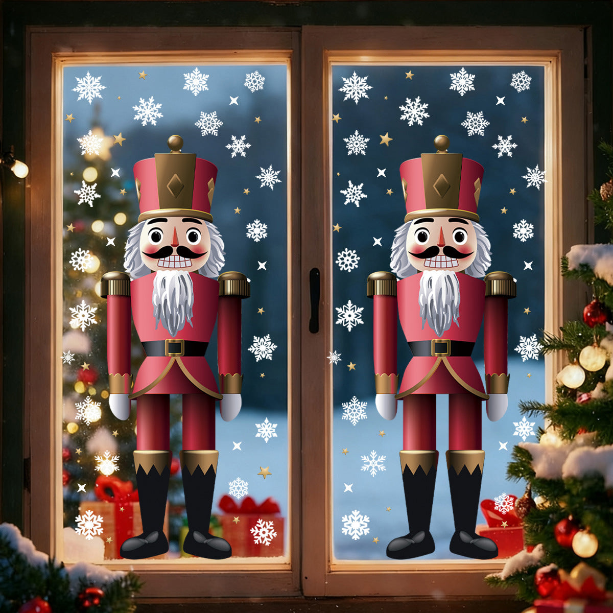 Nutcracker Soldier Christmas Window Clings Static Sticker Storefront Holiday No Residue Decor