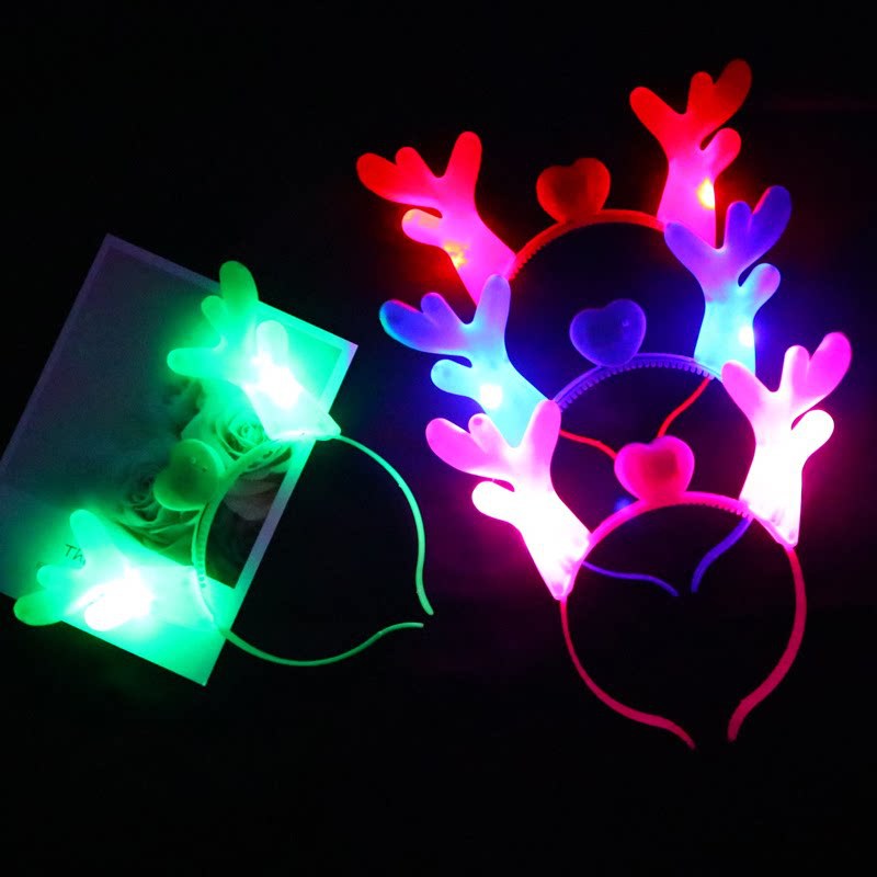 Glowing Reindeer Antler Headband, Fluorescent Christmas Hair Accessory For Kids Holiday Gifts And Decor