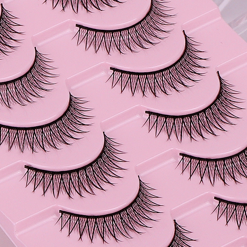10 Pairs Hard Band False Eyelashes, Comic Doll Little Devil Cluster Lashes for Women
