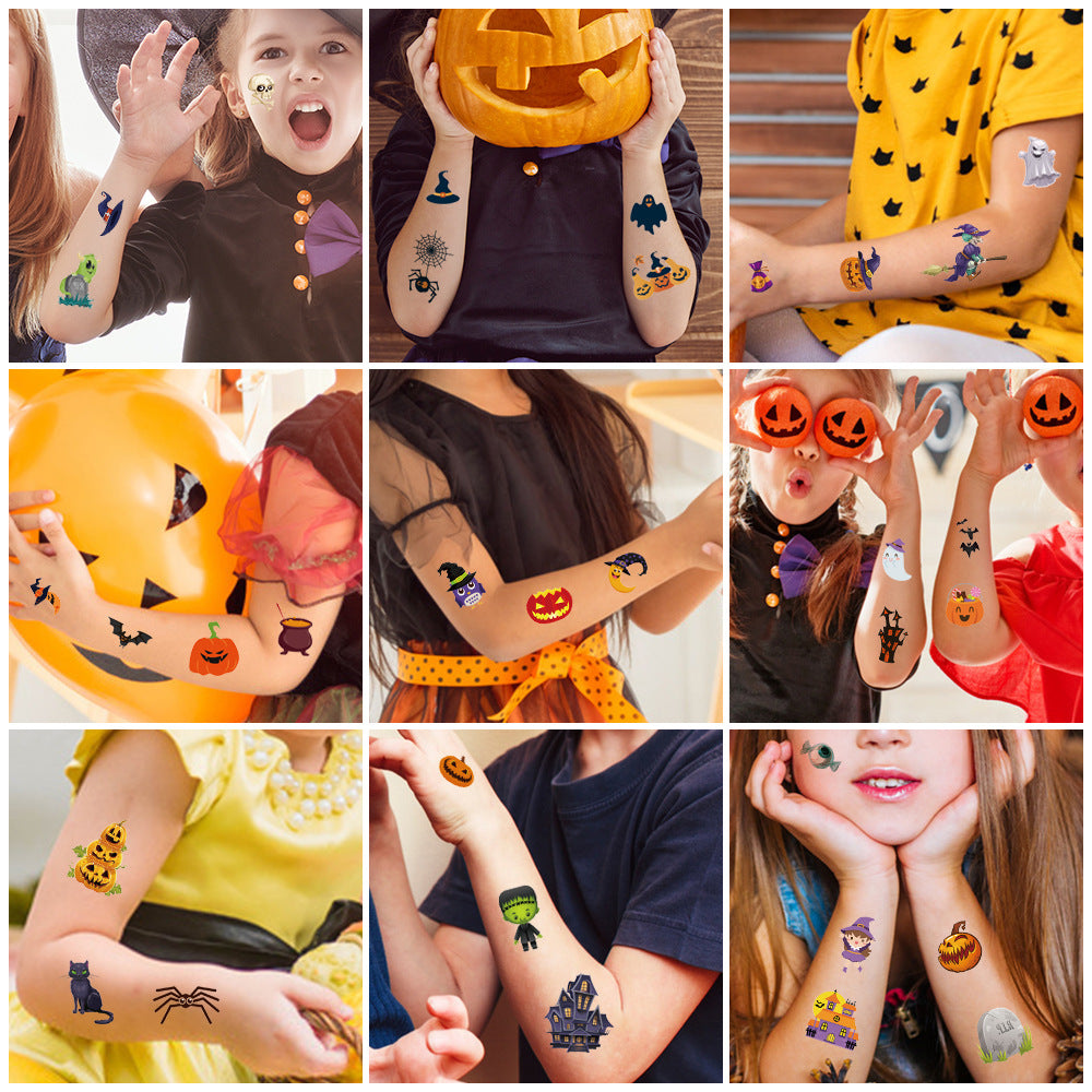 Kids Cartoon Halloween Temporary Tattoos, Waterproof Party Favor Funny Stickers