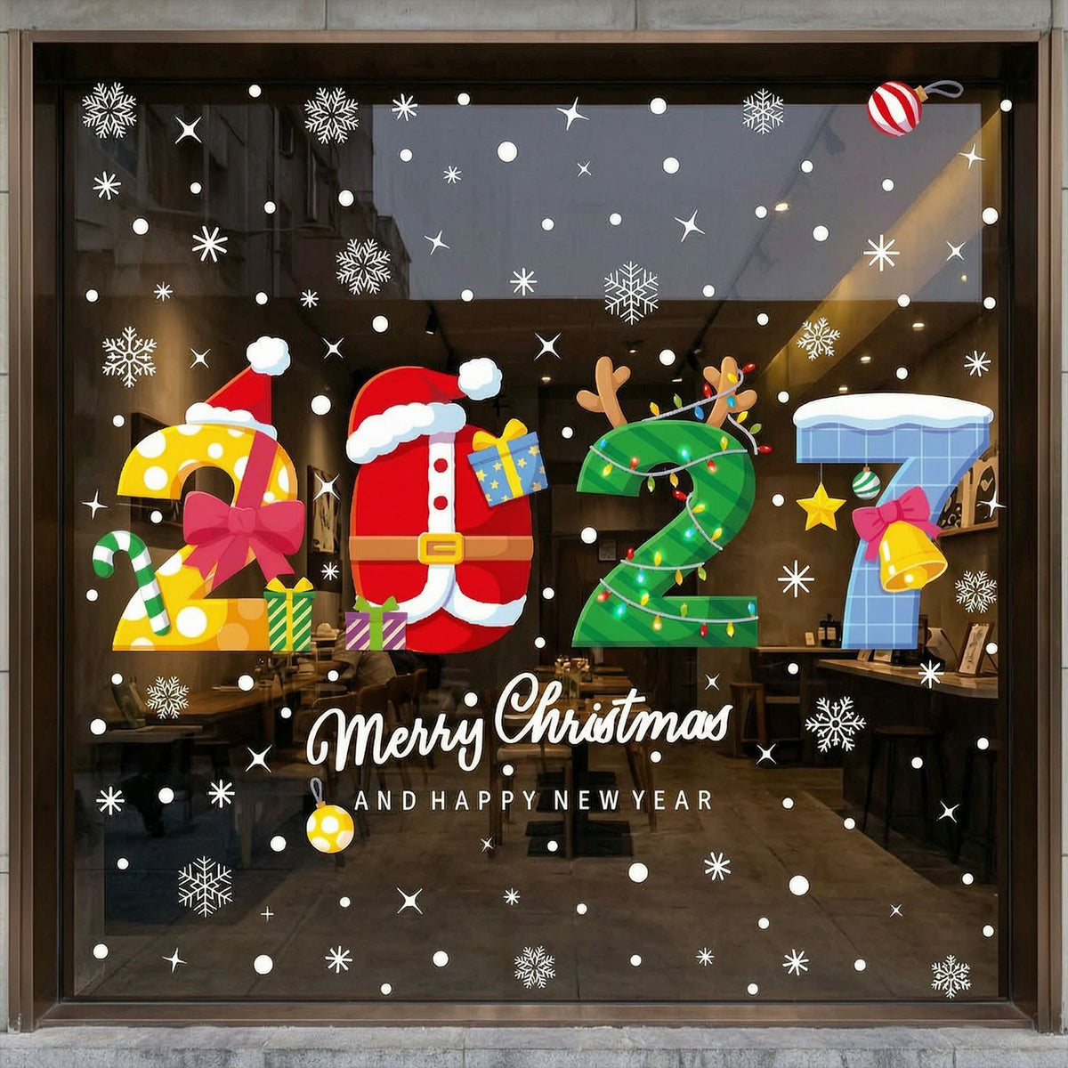 DIY Christmas Static Window Clings, No-Glue Removable Holiday Door and Window Stickers