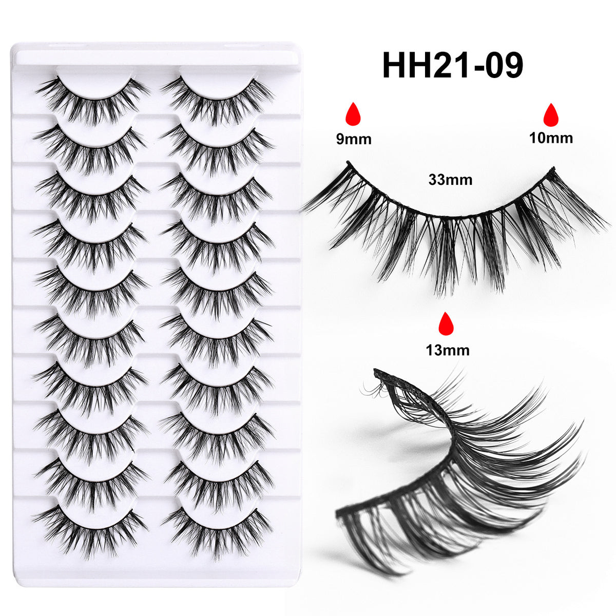10 Pairs Hard Band False Eyelashes, Comic Doll Little Devil Cluster Lashes for Women