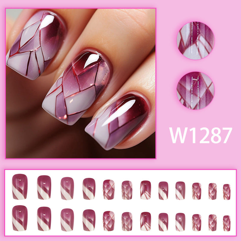 French Sparkle Rhinestone Press On Nails Collection Sweet Glam Line Design Fake Nails