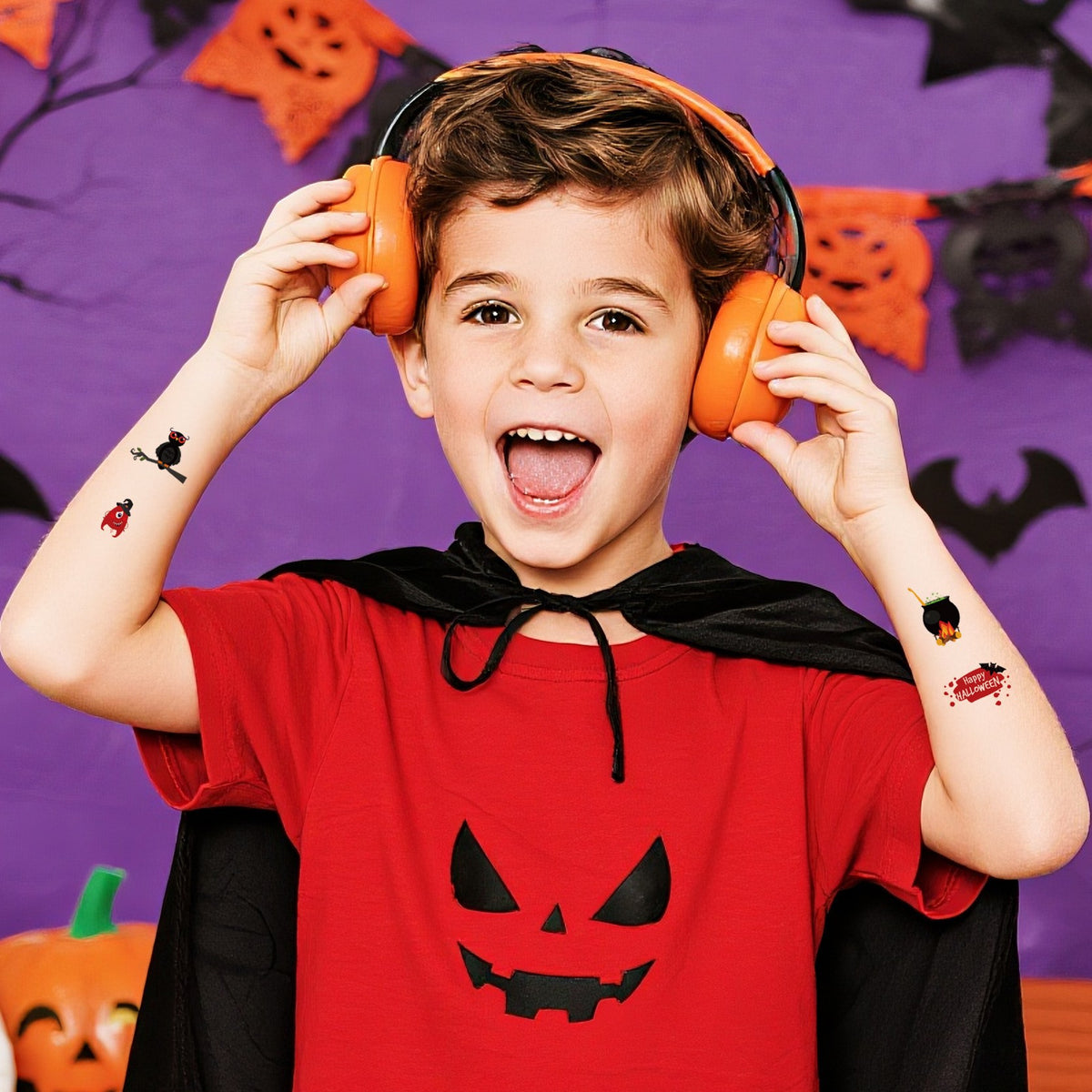 Halloween Glow in the Dark Temporary Tattoos, Waterproof Kids Cartoon Glow Stickers
