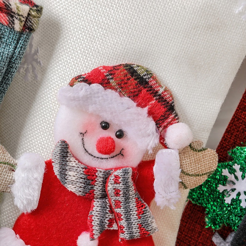 Large Burlap Christmas Stocking Gift Bag Tree Hanging Ornament Candy Storage Holiday Decor