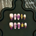 Engraved 3D Relief Fresh Personality Handmade Press on Nails Explosion