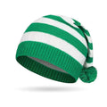 Knitted Christmas Hat Red Green Striped Pom Pom Long Tail Santa Hat Winter Gift
