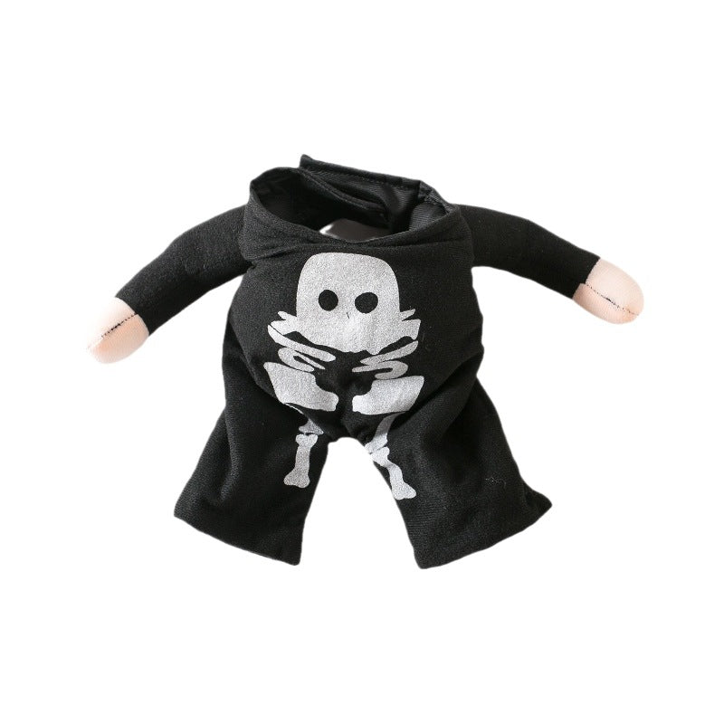 Glow in the Dark Skeleton Pet Costume, Funny Upright Halloween Outfit for Dogs