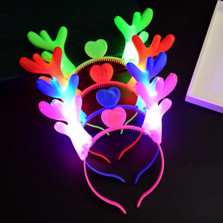 Glowing Reindeer Antler Headband, Fluorescent Christmas Hair Accessory For Kids Holiday Gifts And Decor