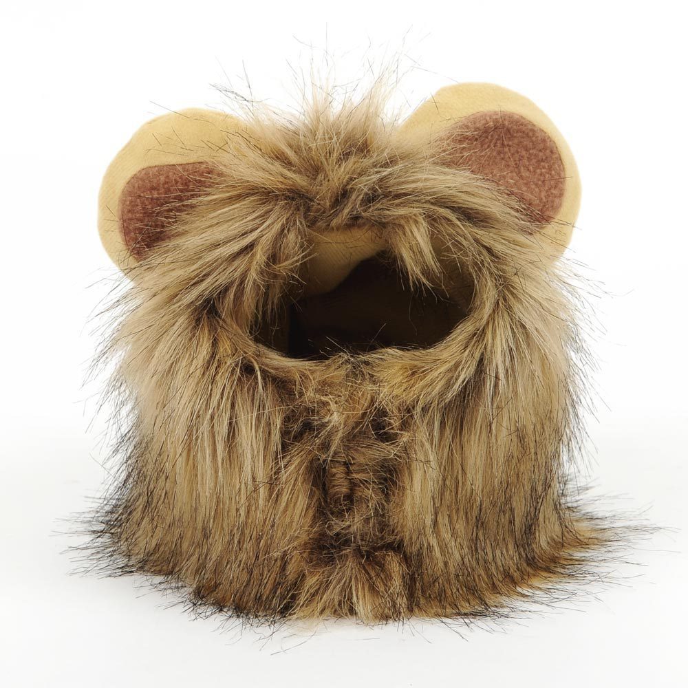 Halloween Adjustable Lion Mane Pet Hat, Cat Dog Costume Cap For Fall Winter Holiday Dress Up