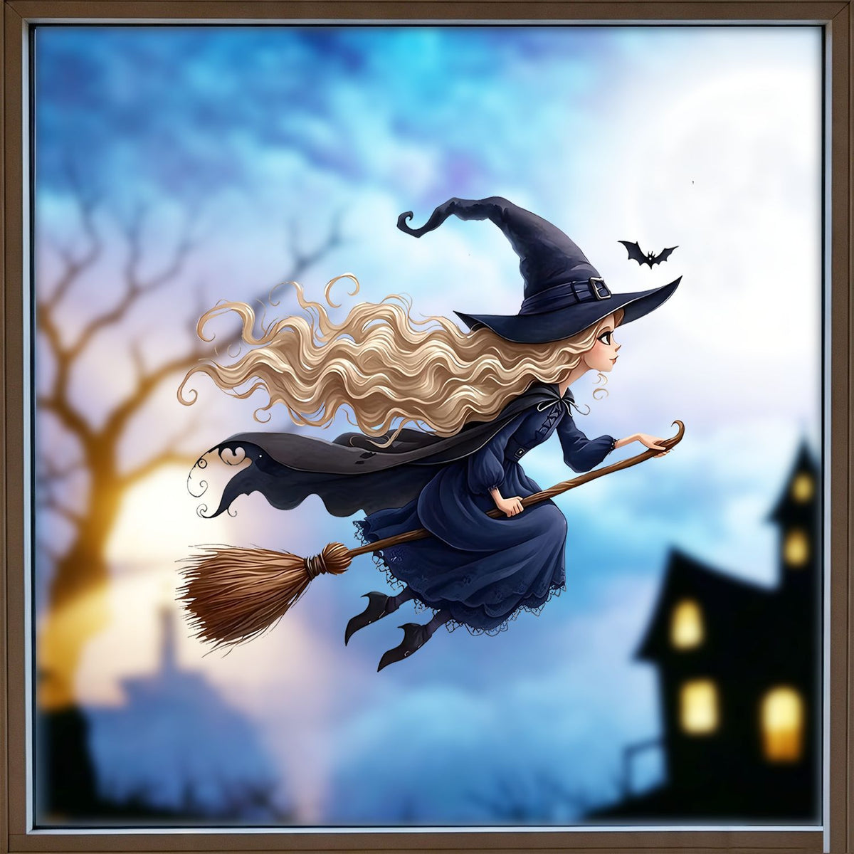 Halloween Fairytale Cartoon Witch Static Window Stickers, Kids Room Living Room Balcony Spooky Decorations