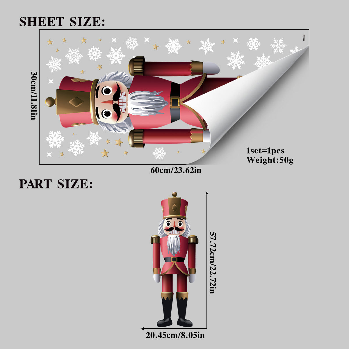 Nutcracker Soldier Christmas Window Clings Static Sticker Storefront Holiday No Residue Decor