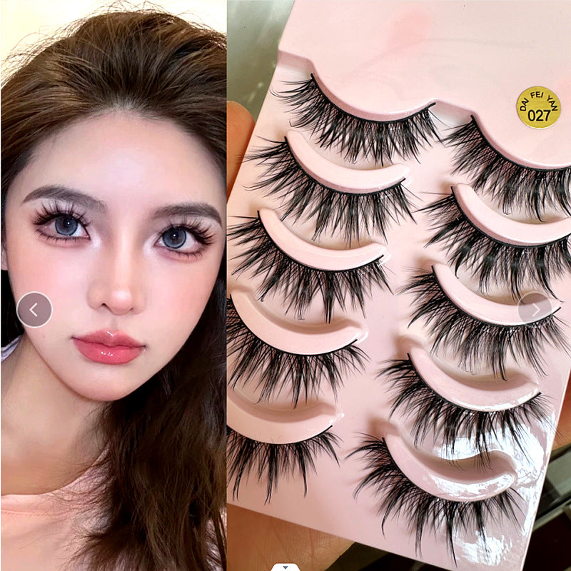 Dramatic Wispy False Eyelashes Hard Band, Crossed Doll Eye Lashes for Party Volume Look