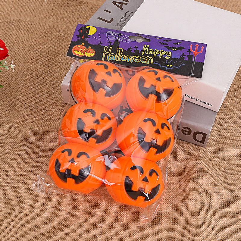 Halloween Plastic Smiley Pumpkin Bucket, Ghost Candy Container Party Prop