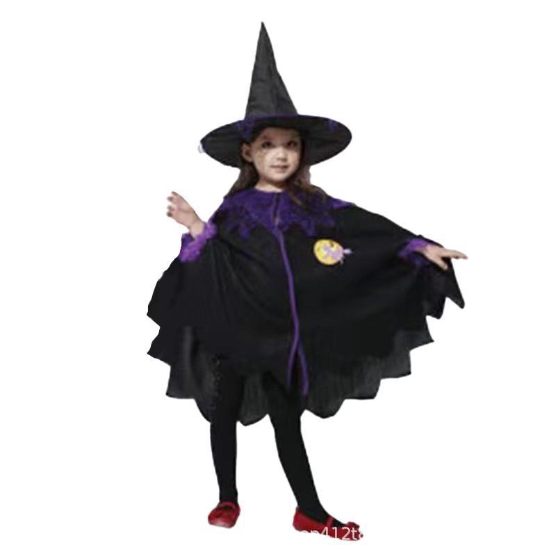 Halloween Kids Witch Cape Costume, Little Witch Cosplay Outfit for Boys and Girls