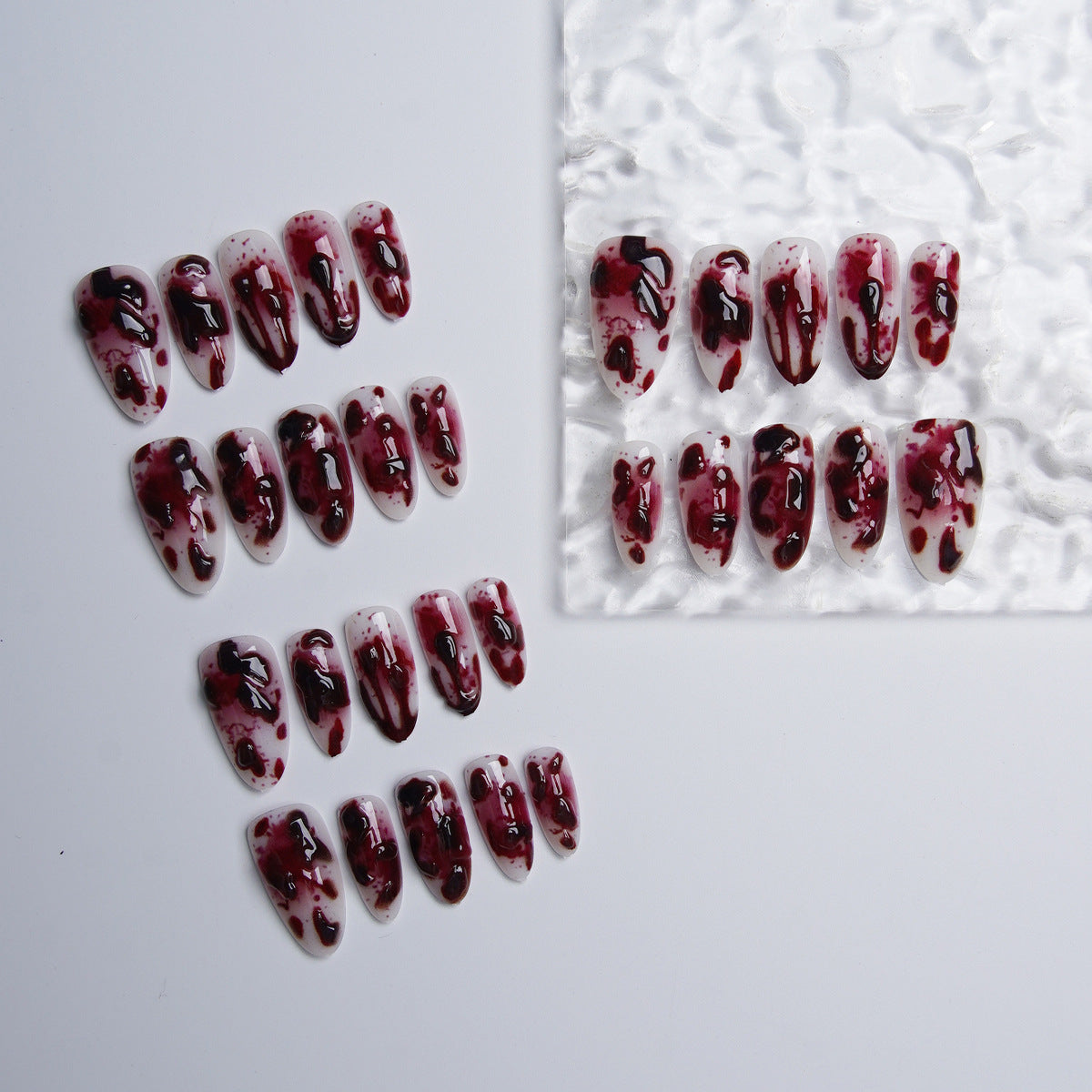 Halloween 3D Gel Blood Drip Dark Gothic Press On Nails, Finished False Nails