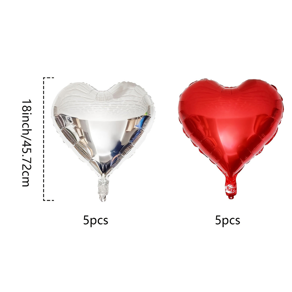 10 Pack 18 Inch Heart Star 4D Foil Balloons Set, Valentine's Day Wedding Birthday Graduation Party Decorations