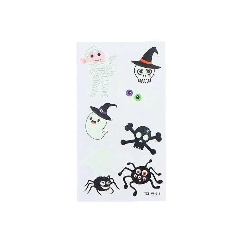 Halloween Glow in the Dark Face Tattoos for Kids, Green Fluorescent Waterproof Arm Stickers