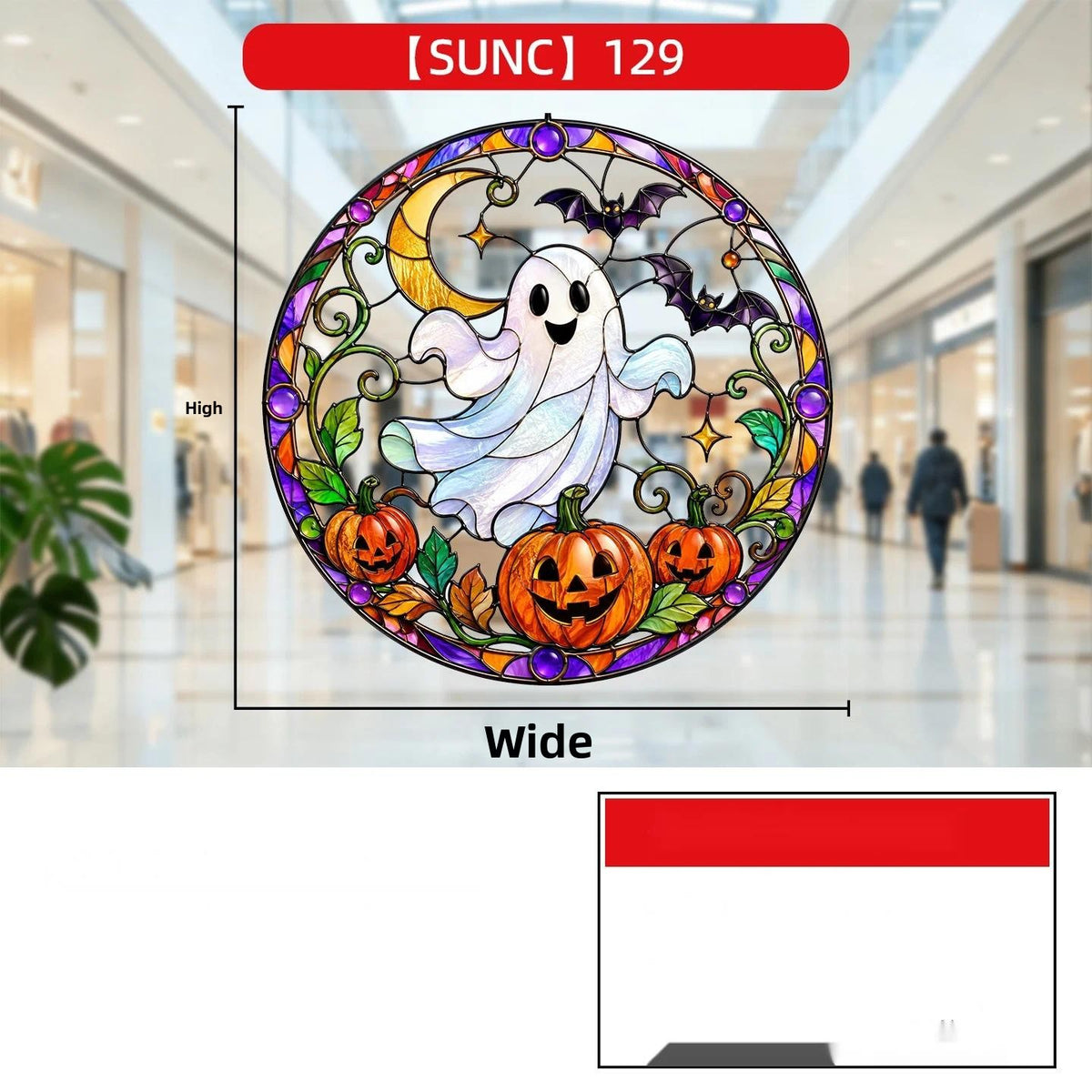 Halloween Pumpkin Ghost Window Clings, Iridescent Holographic Glass Stickers