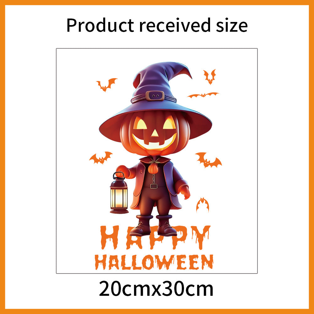 Halloween Pumpkin Ghost Witch Skull Static Cling Stickers, Storefront Window Glass Decals