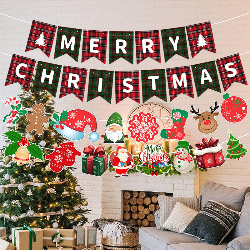 Christmas Letter Banner Pennant, Paper Hanging Flag Garland for Holiday Party Decorations