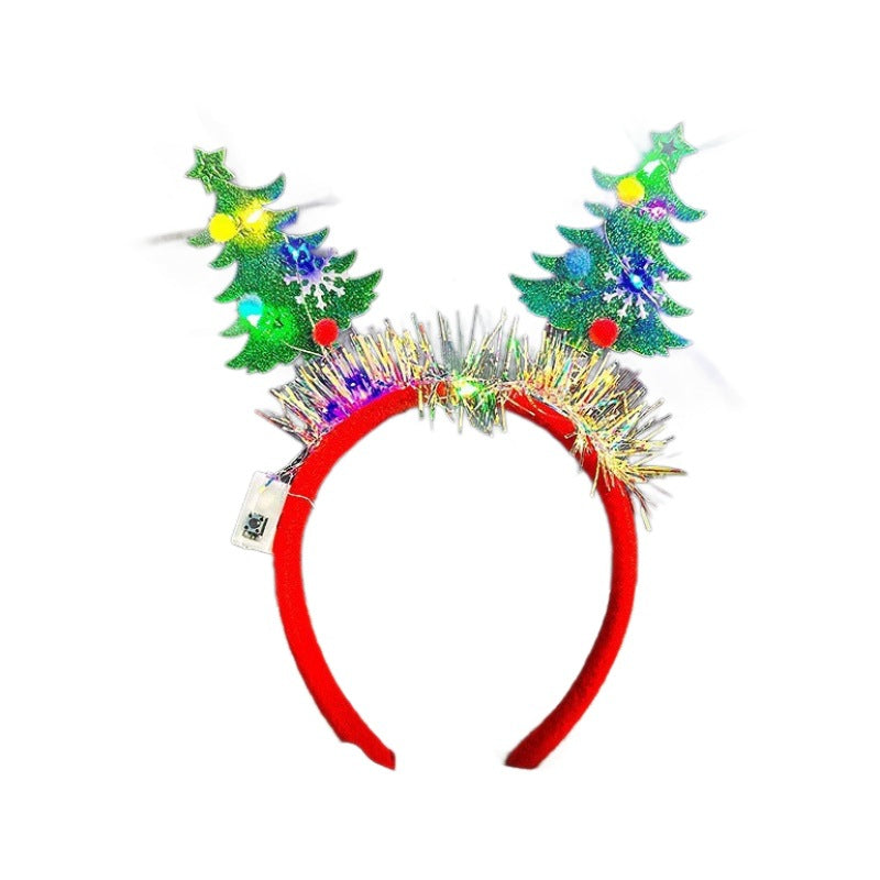 Glow in the Dark Reindeer Antler Headband, Christmas Light Up Headpiece for Kids Party Favors