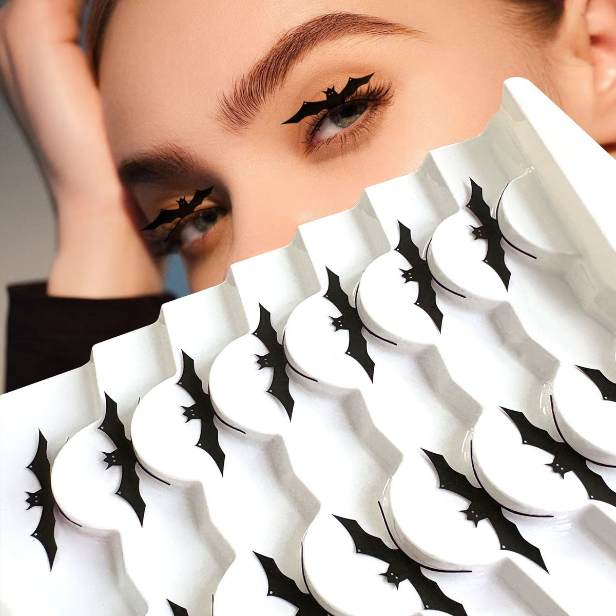 Halloween False Eyelashes, Spider Web Skull Bat Gothic Design for Masquerade Party